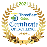 2021 | ThreeBest Rated | Certificate of Excellence | 5 Stars | Three Best Rated