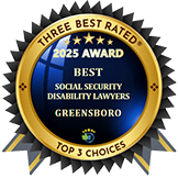 Three Best Rated | 5 star 2025 Award | Best Social Security Disability Lawyers | Greensboro | Top 3 Choices